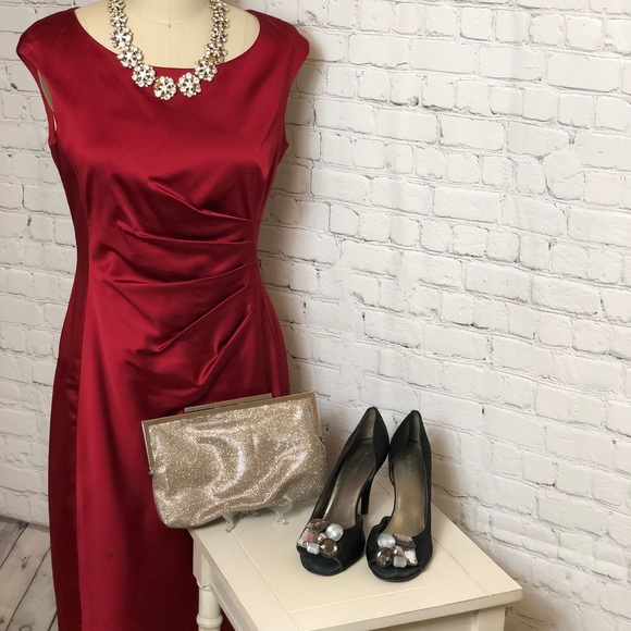 Ralph Lauren Ruby Red Ruched Sheath Dress - Picture 3 of 5